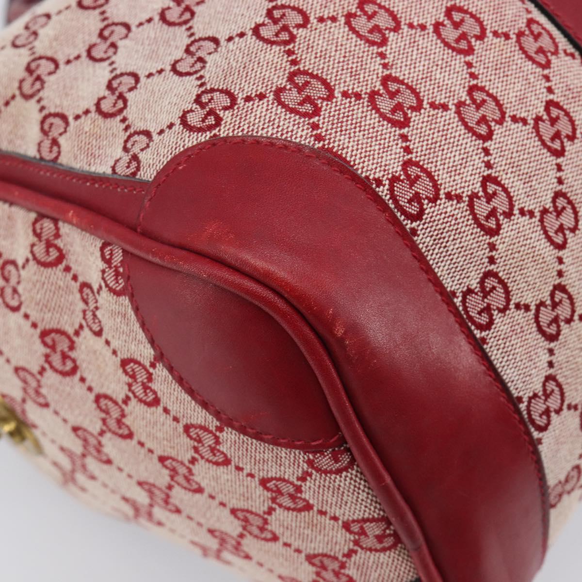 GUCCI GG Canvas Sherry Line Boston Bag Red Gold Auth 200975