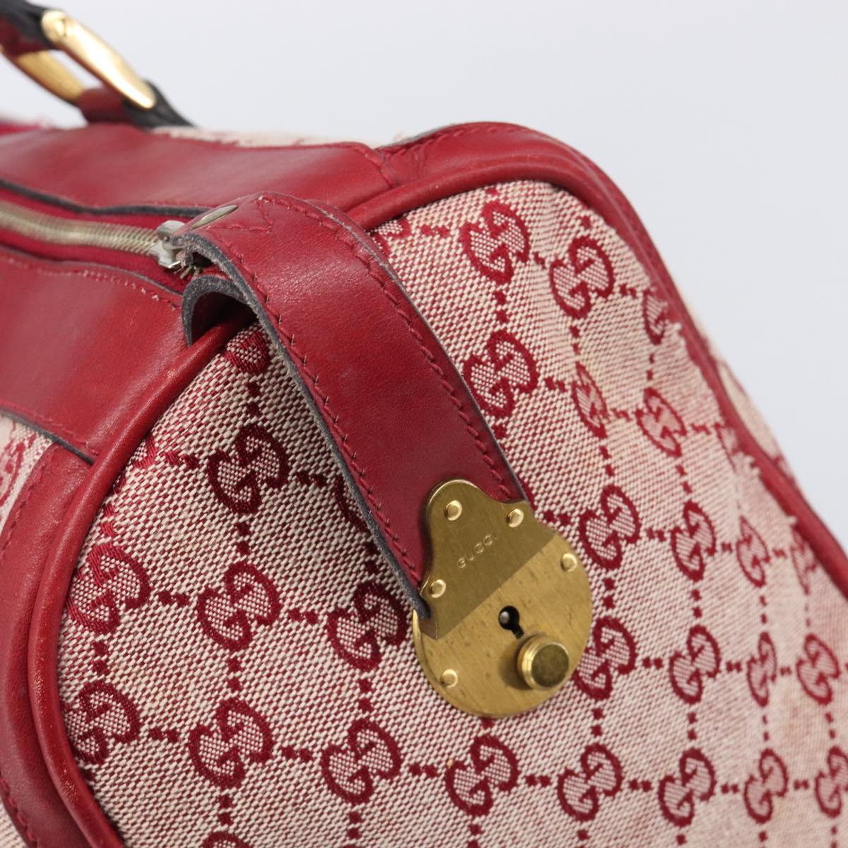 GUCCI GG Canvas Sherry Line Boston Bag Red Gold Auth 200975