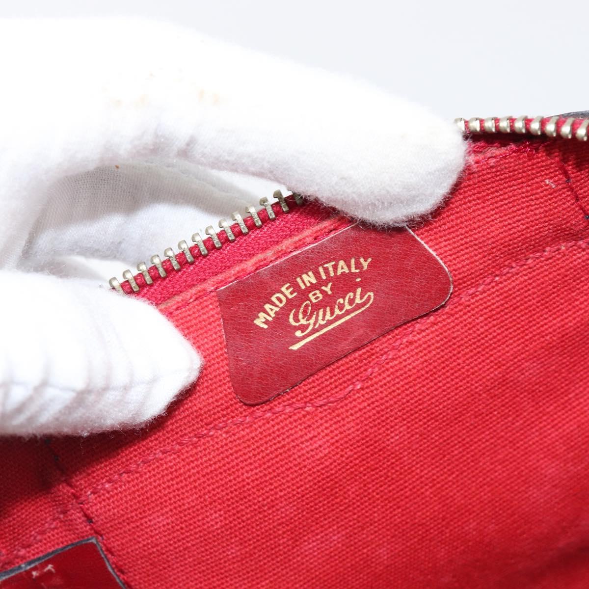 GUCCI GG Canvas Sherry Line Boston Bag Red Gold Auth 200975