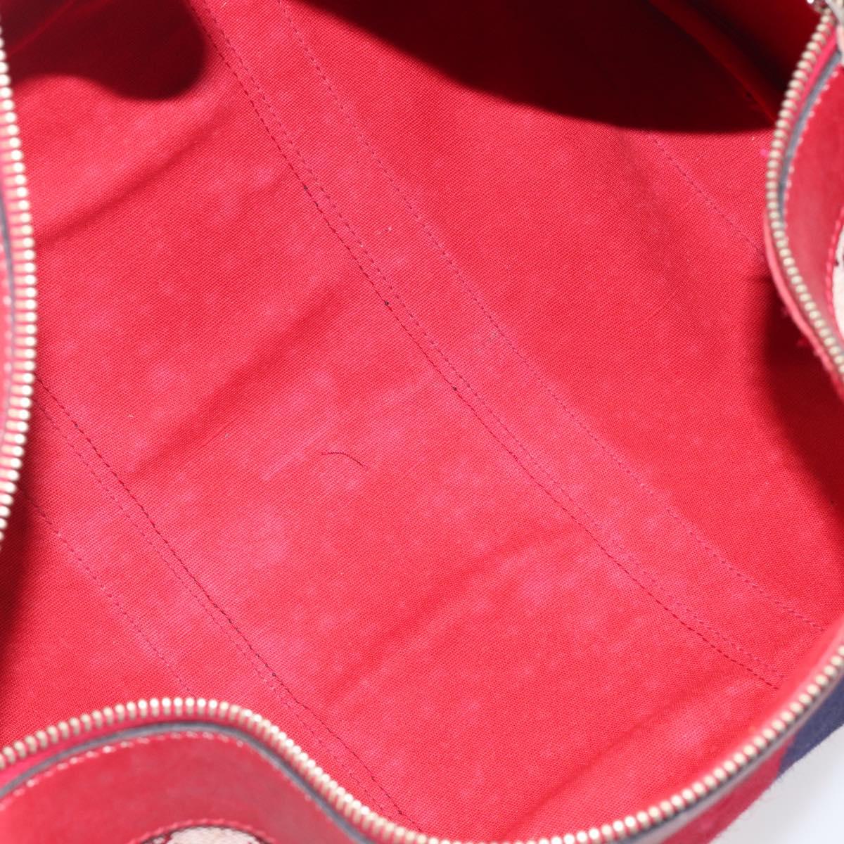 GUCCI GG Canvas Sherry Line Boston Bag Red Gold Auth 200975