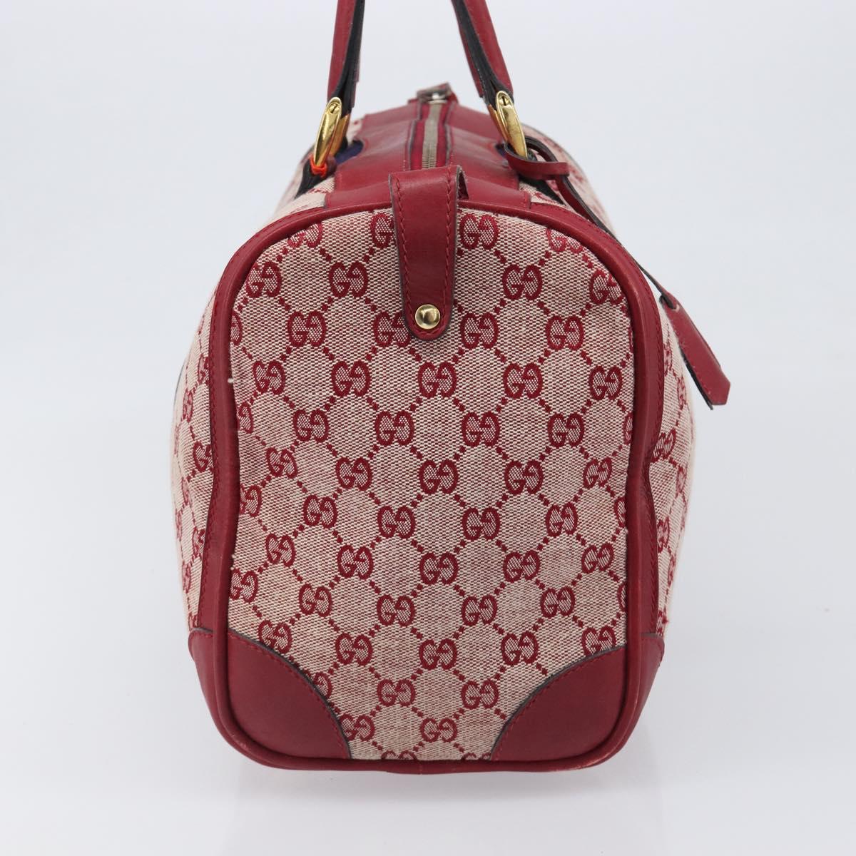 GUCCI GG Canvas Sherry Line Boston Bag Red Gold Auth 200975