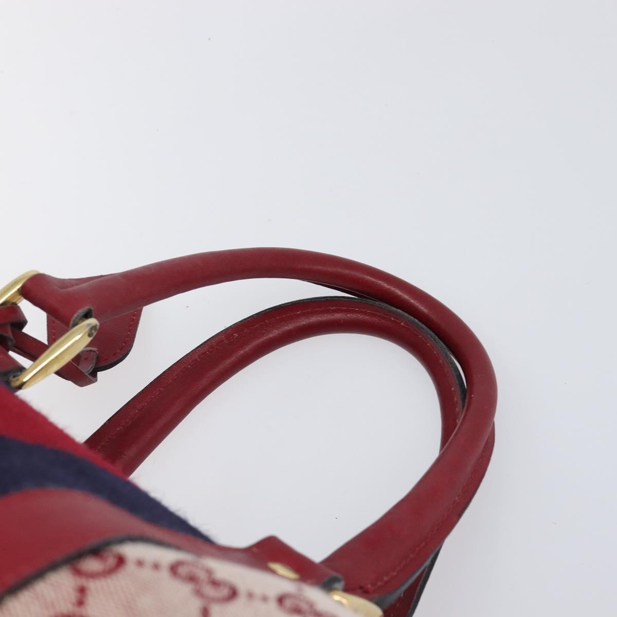 GUCCI GG Canvas Sherry Line Boston Bag Red Gold Auth 200975