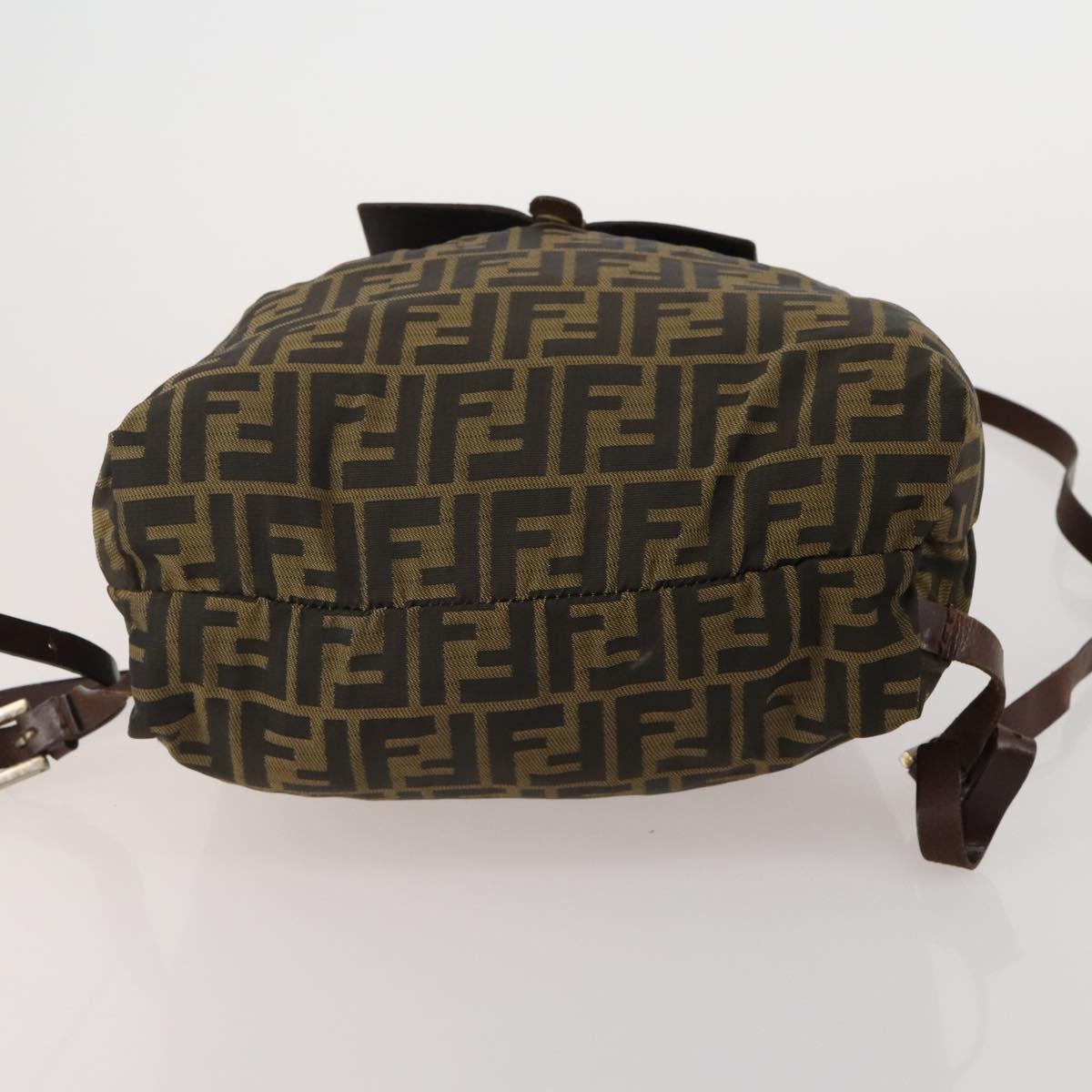 FENDI Zucca Canvas Backpack Black Brown Auth 200977