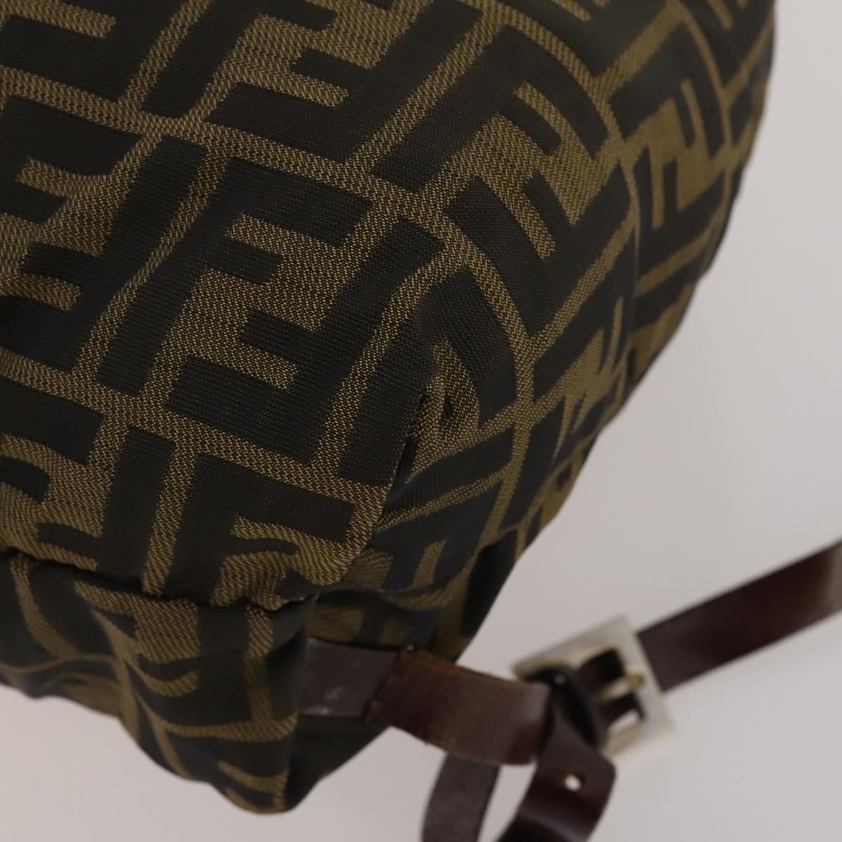 FENDI Zucca Canvas Backpack Black Brown Auth 200977