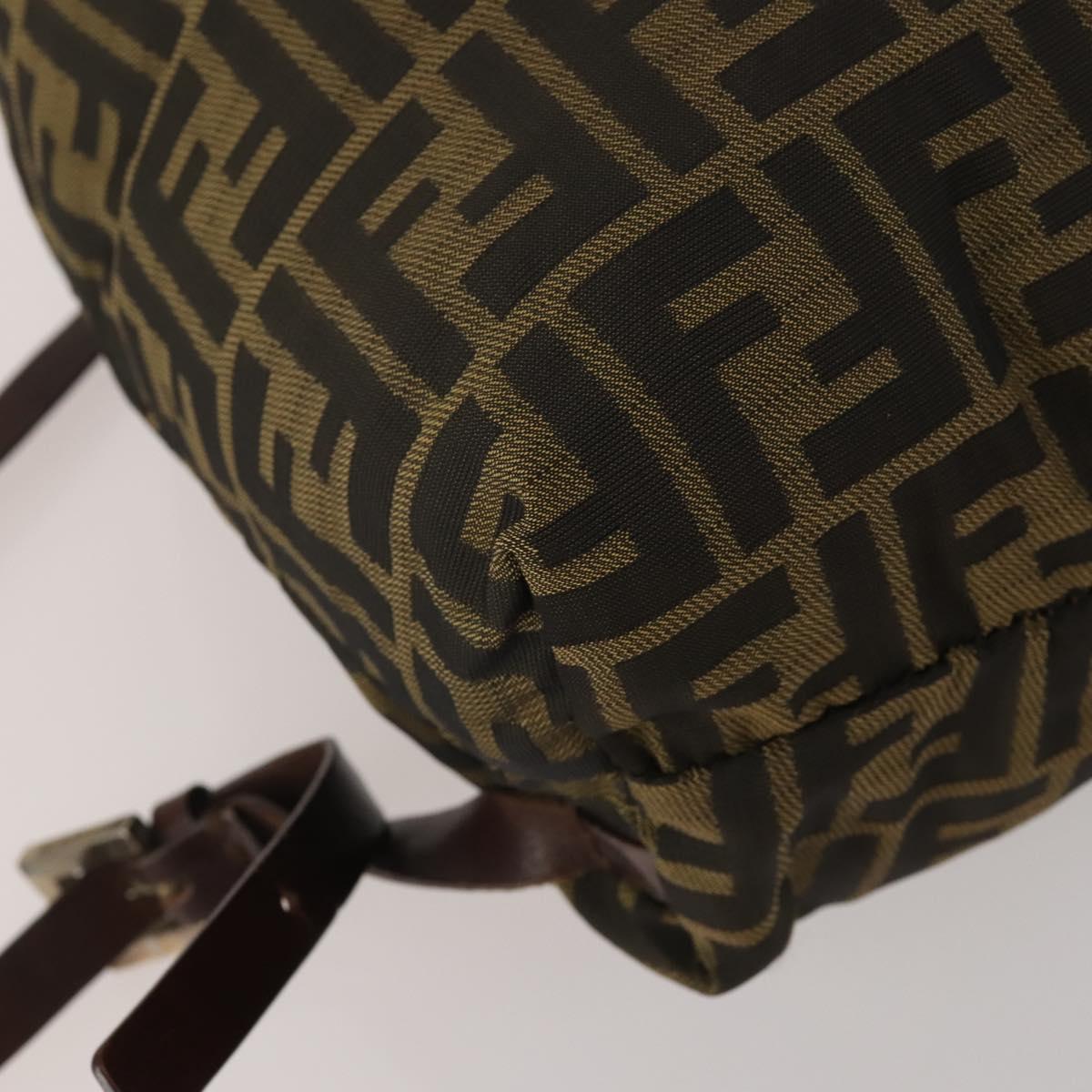 FENDI Zucca Canvas Backpack Black Brown Auth 200977