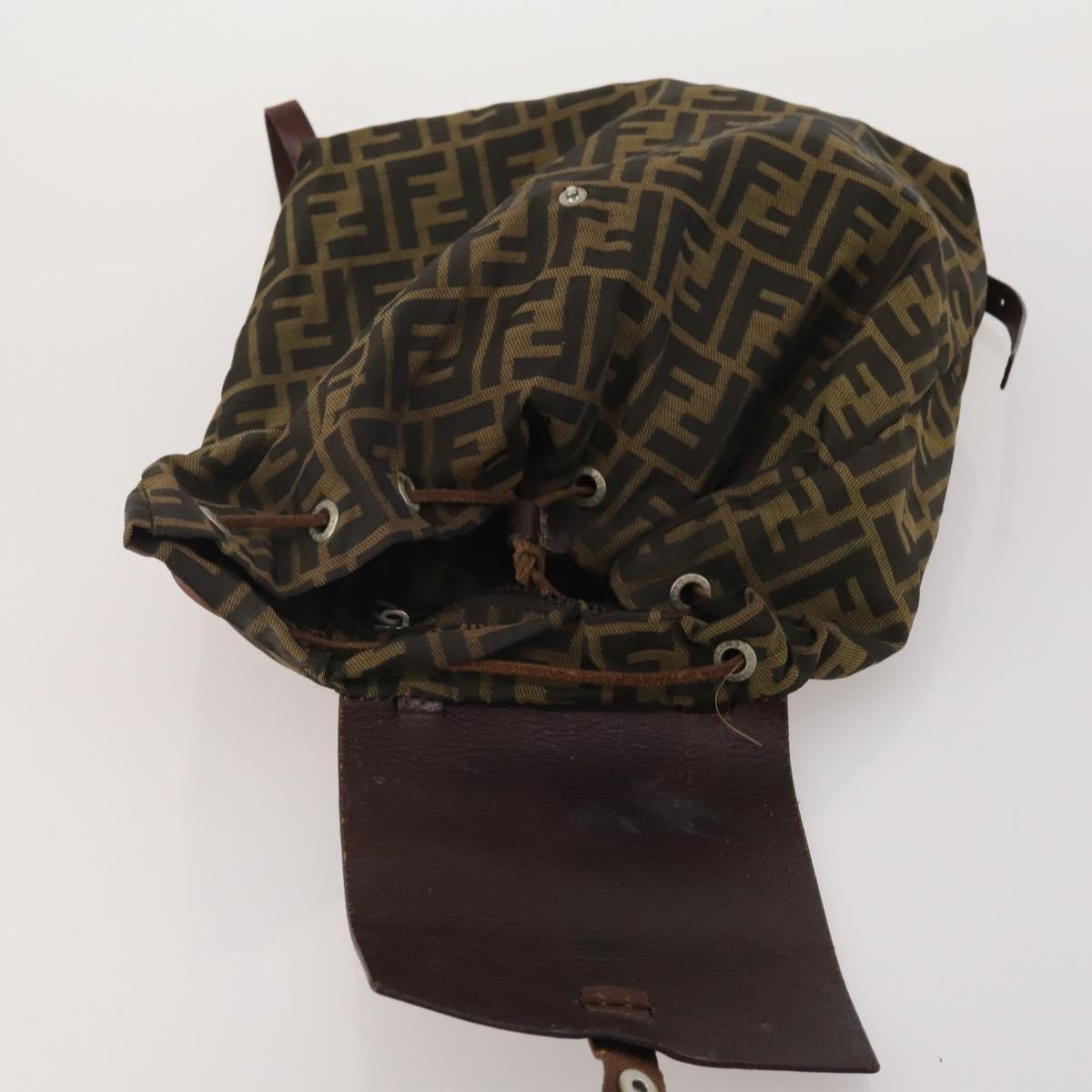 FENDI Zucca Canvas Backpack Black Brown Auth 200977