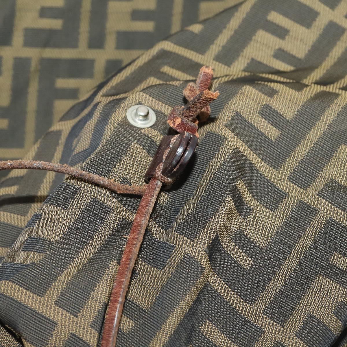 FENDI Zucca Canvas Backpack Black Brown Auth 200977