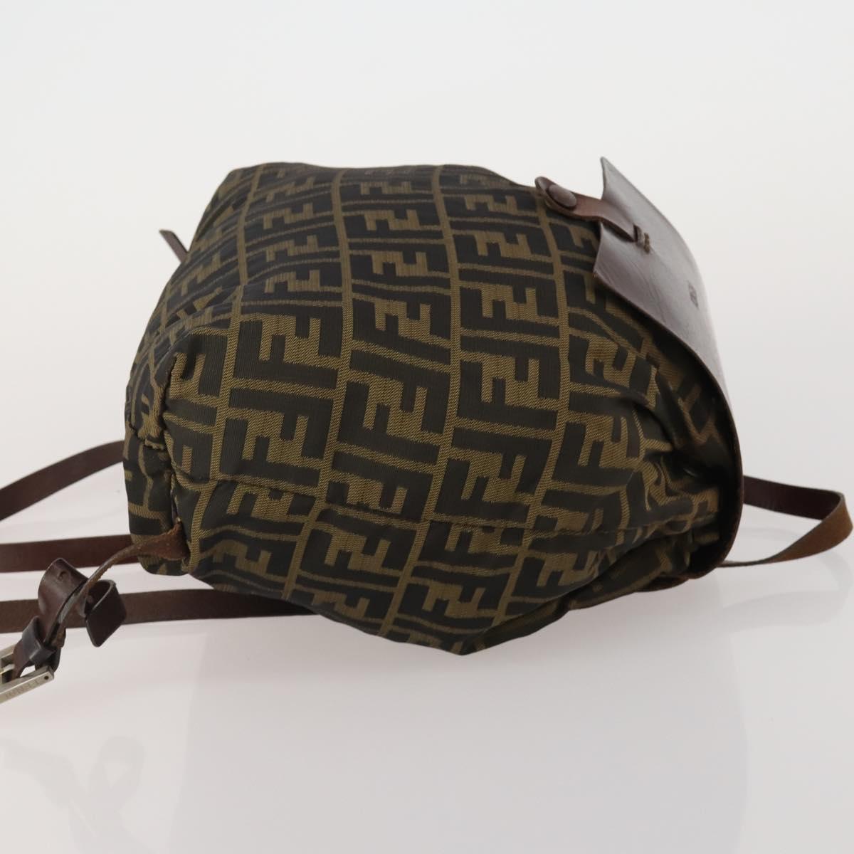 FENDI Zucca Canvas Backpack Black Brown Auth 200977