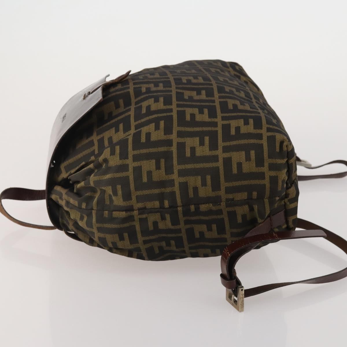 FENDI Zucca Canvas Backpack Black Brown Auth 200977
