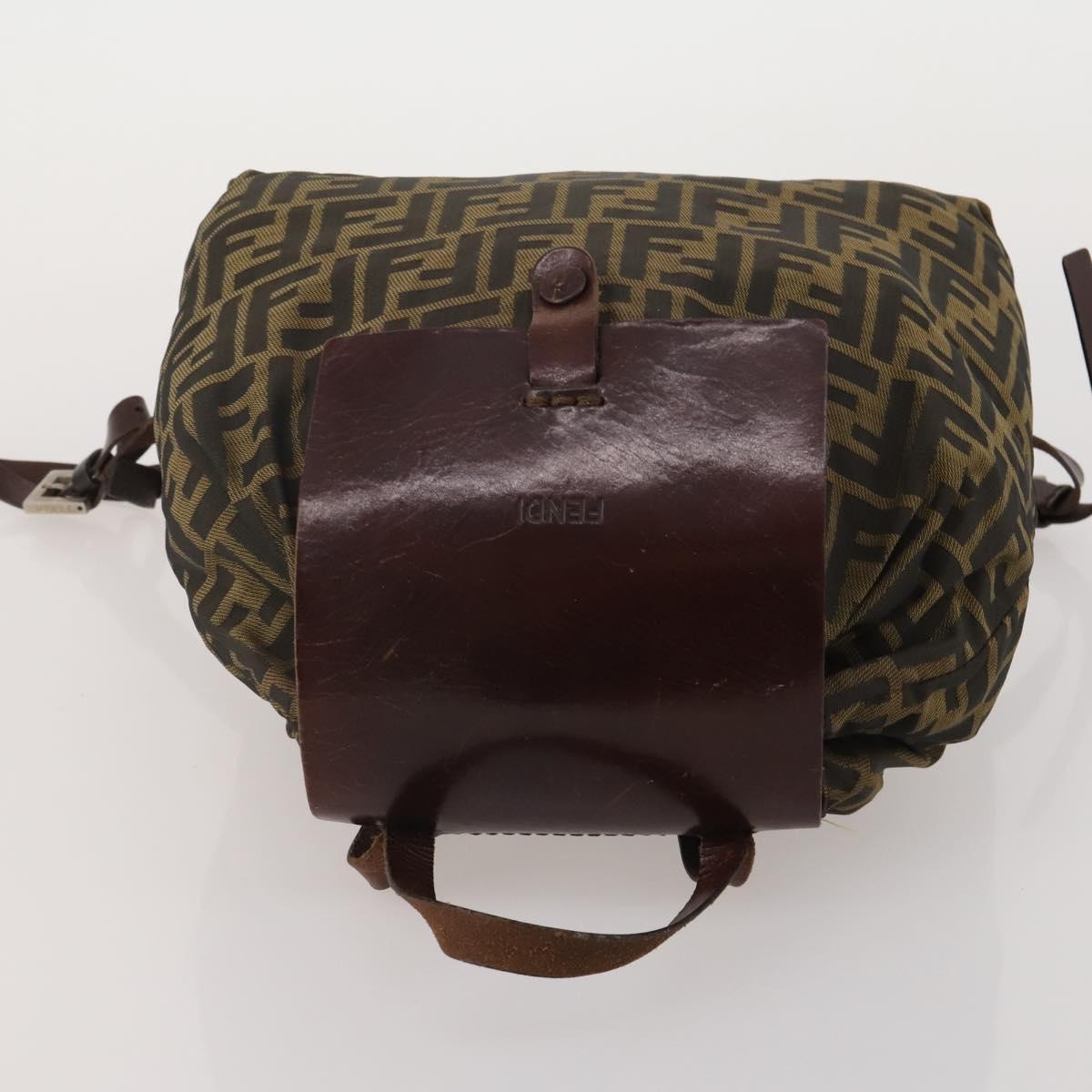 FENDI Zucca Canvas Backpack Black Brown Auth 200977