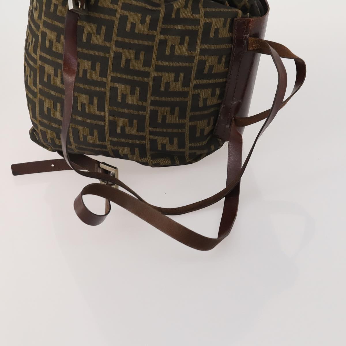 FENDI Zucca Canvas Backpack Black Brown Auth 200977