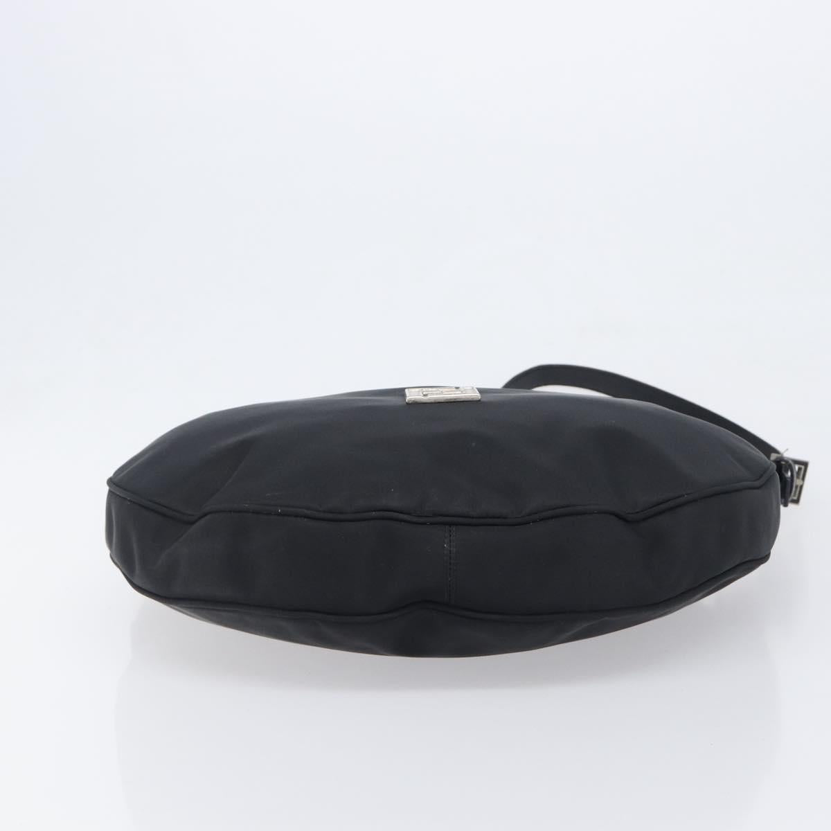 FENDI Shoulder Bag Nylon Black Silver Auth 200978