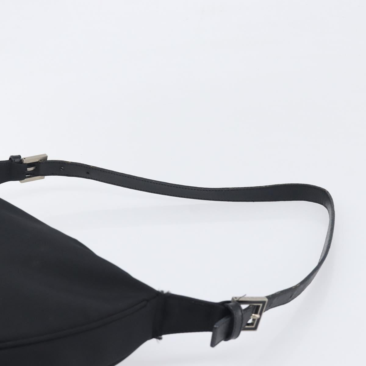 FENDI Shoulder Bag Nylon Black Silver Auth 200978