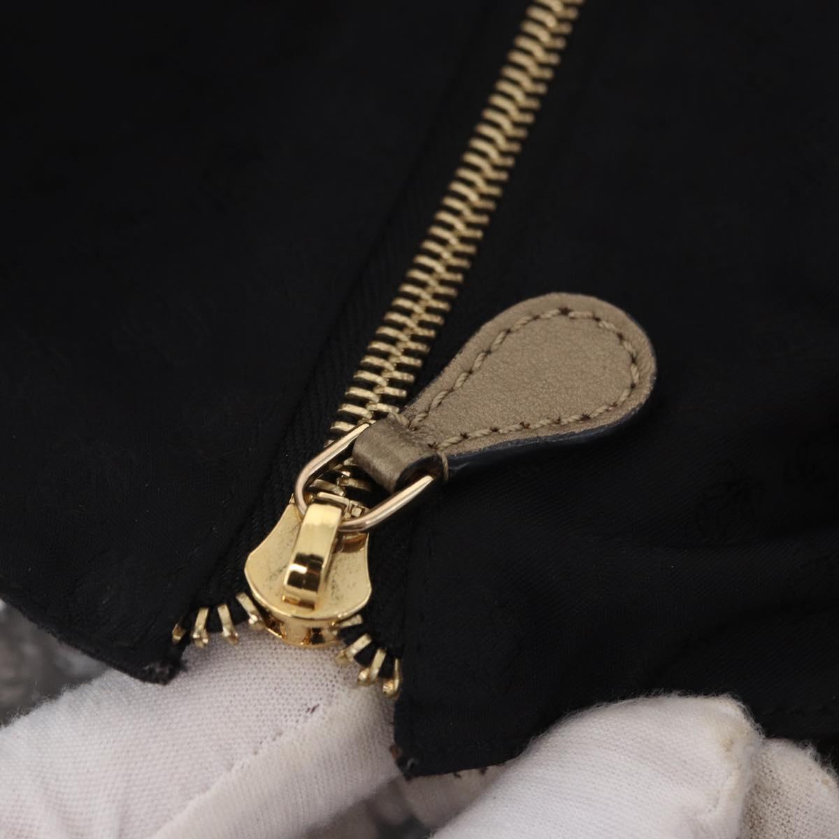 LOEWE Hand Bag Leather Gold Auth 200979
