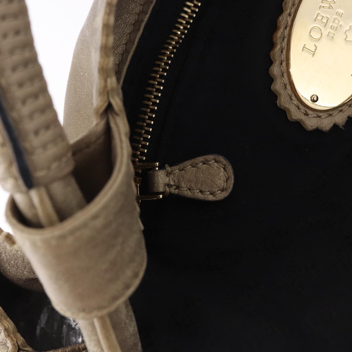 LOEWE Hand Bag Leather Gold Auth 200979