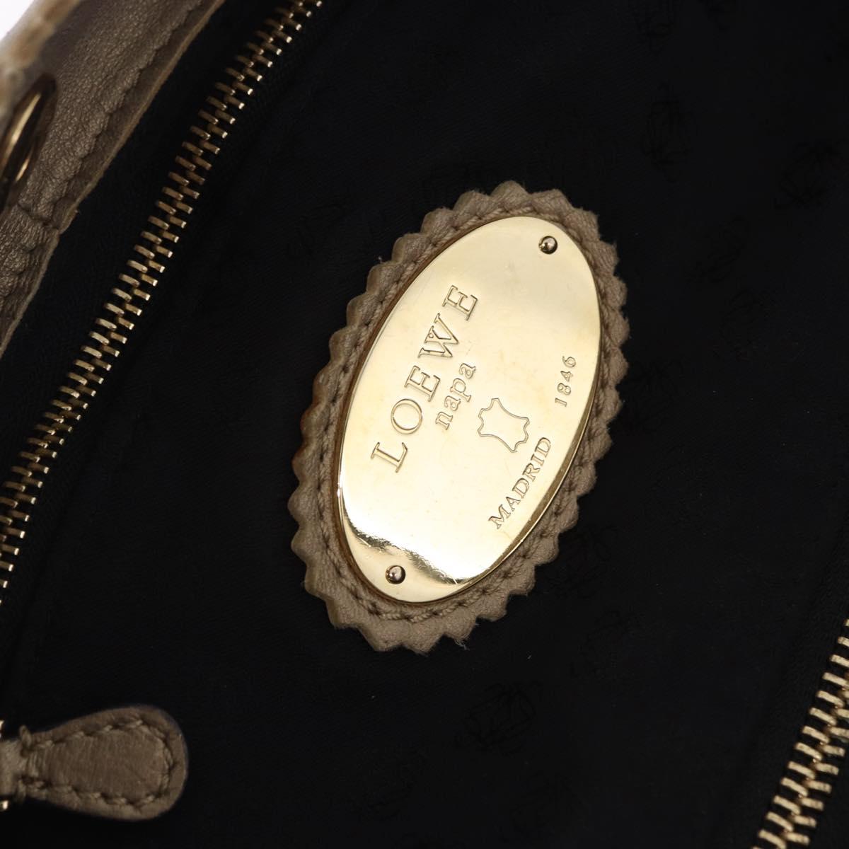LOEWE Hand Bag Leather Gold Auth 200979