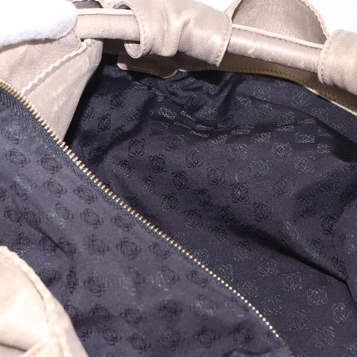 LOEWE Hand Bag Leather Gold Auth 200979