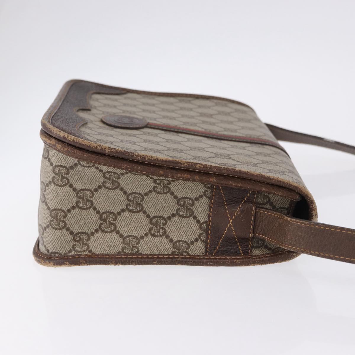GUCCI GG Supreme Web Sherry Line Bag PVC Beige Gold 001 104 0551 Auth 200981