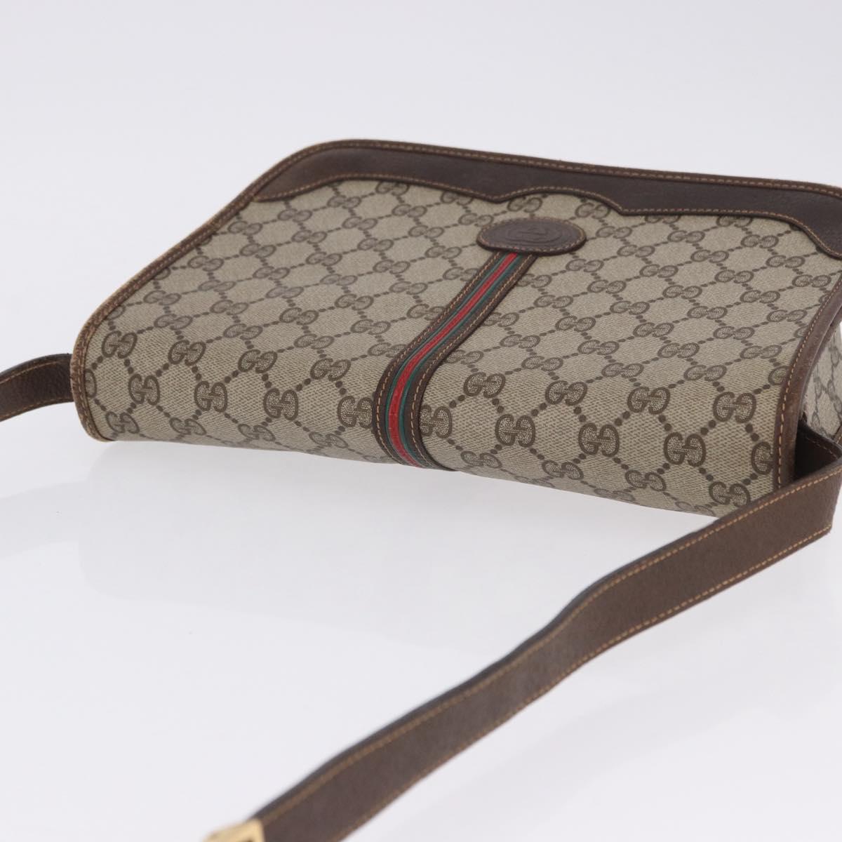 GUCCI GG Supreme Web Sherry Line Bag PVC Beige Gold 001 104 0551 Auth 200981