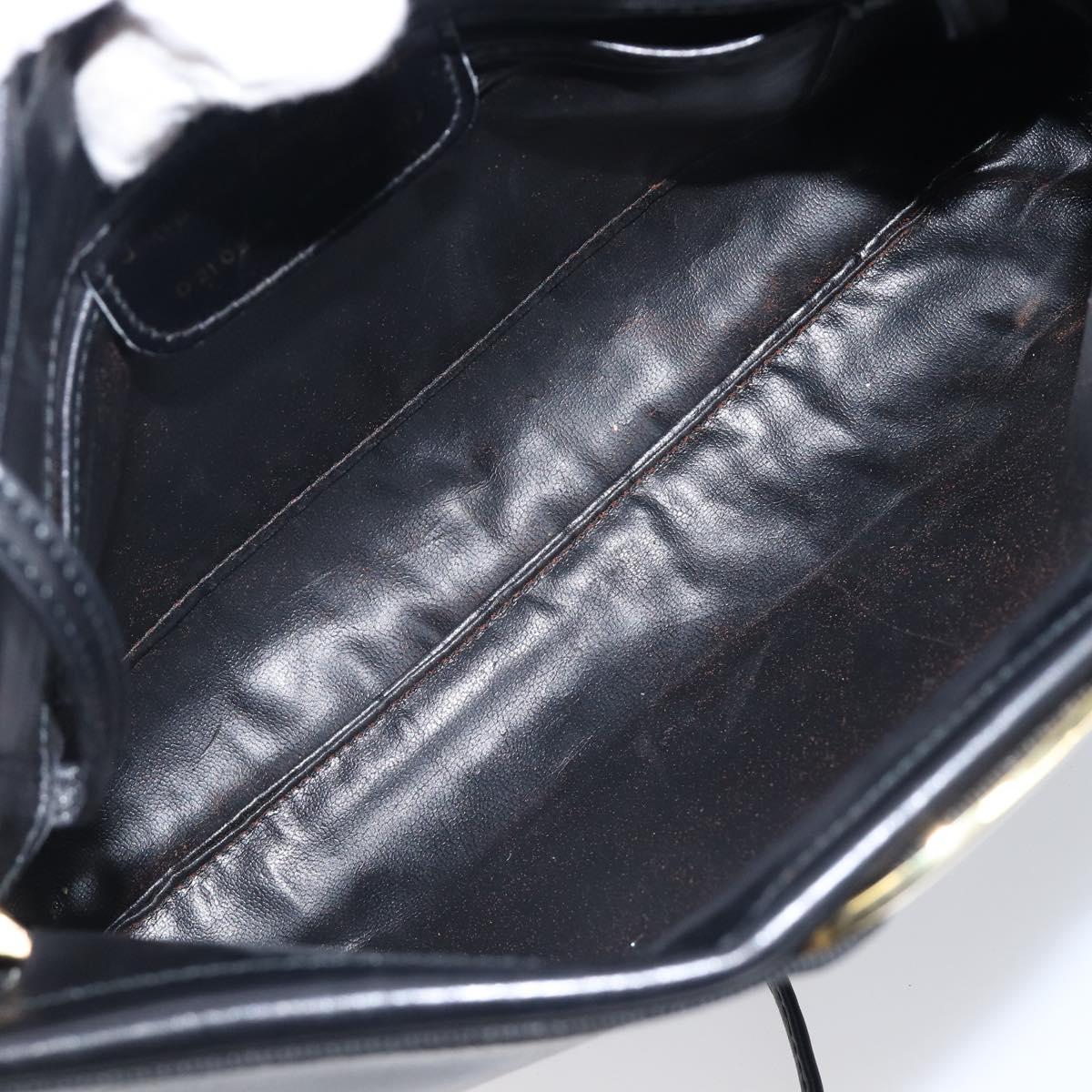 Salvatore Ferragamo Vala Shoulder Bag Leather Black Gold Auth 200983
