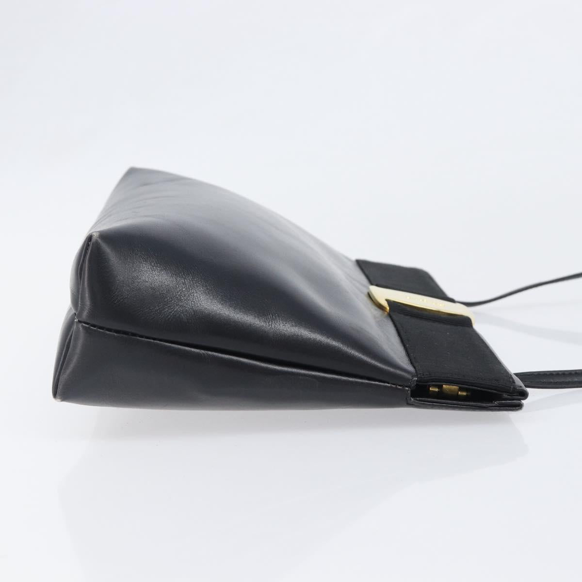Salvatore Ferragamo Vala Shoulder Bag Leather Black Gold Auth 200983