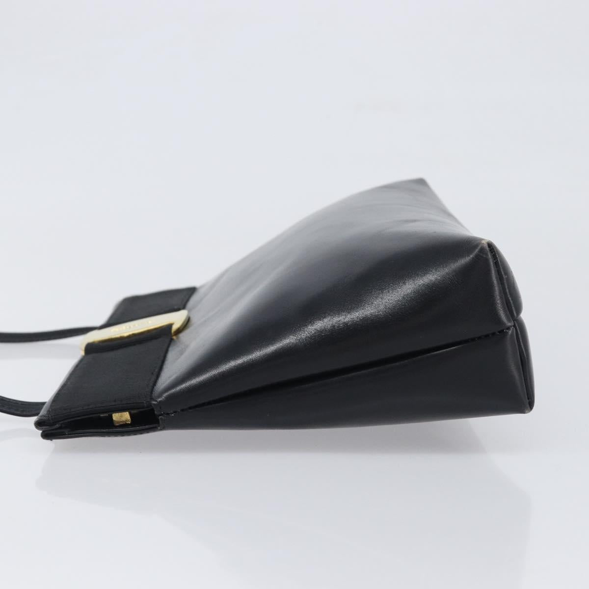 Salvatore Ferragamo Vala Shoulder Bag Leather Black Gold Auth 200983