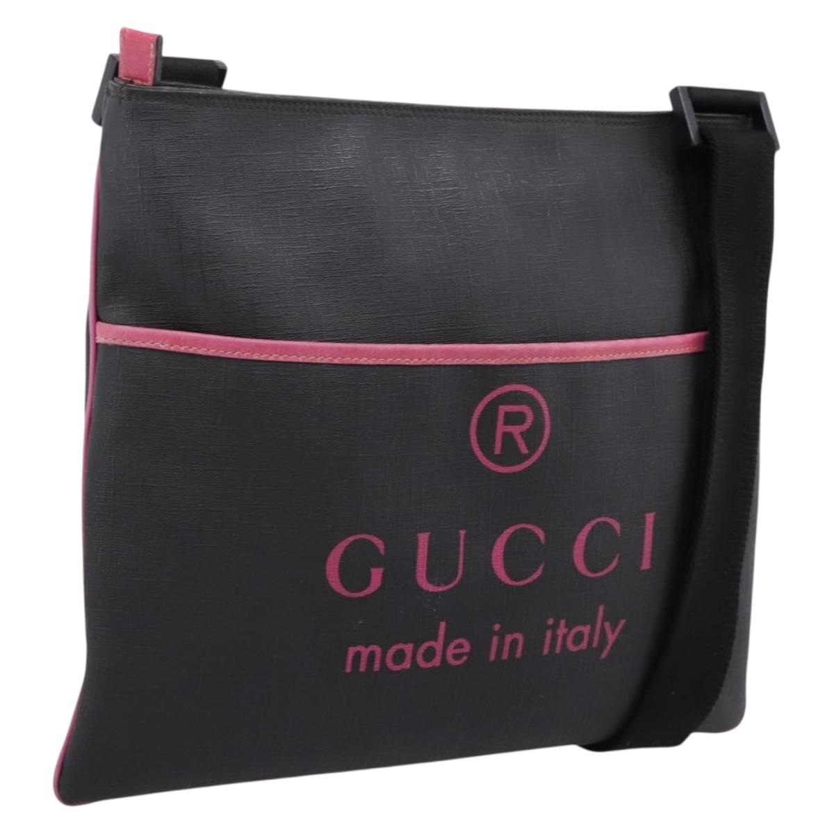 GUCCI Shoulder Bag PVC Black Silver 162904 Auth 200985V