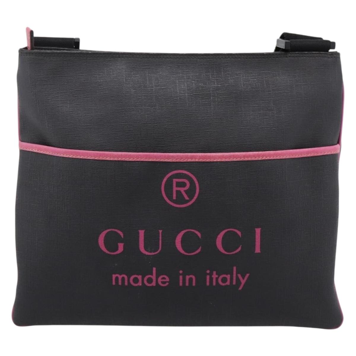 GUCCI Shoulder Bag PVC Black Silver 162904 Auth 200985V