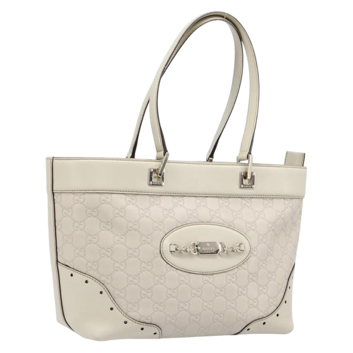 GUCCI GG Canvas Guccissima Tote Bag Leather Ivory Gold 145993 Auth 200986V