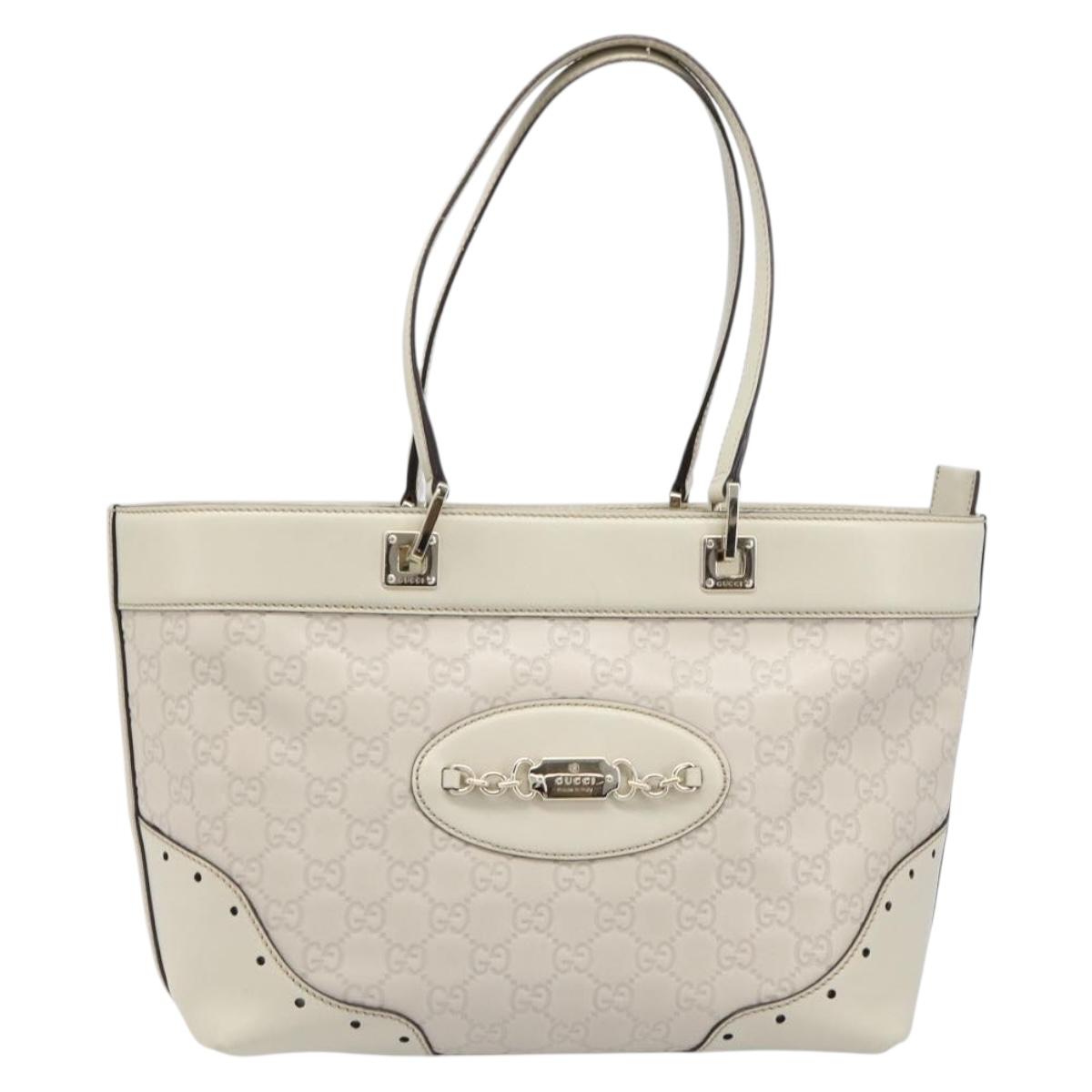 GUCCI GG Canvas Guccissima Tote Bag Leather Ivory Gold 145993 Auth 200986V