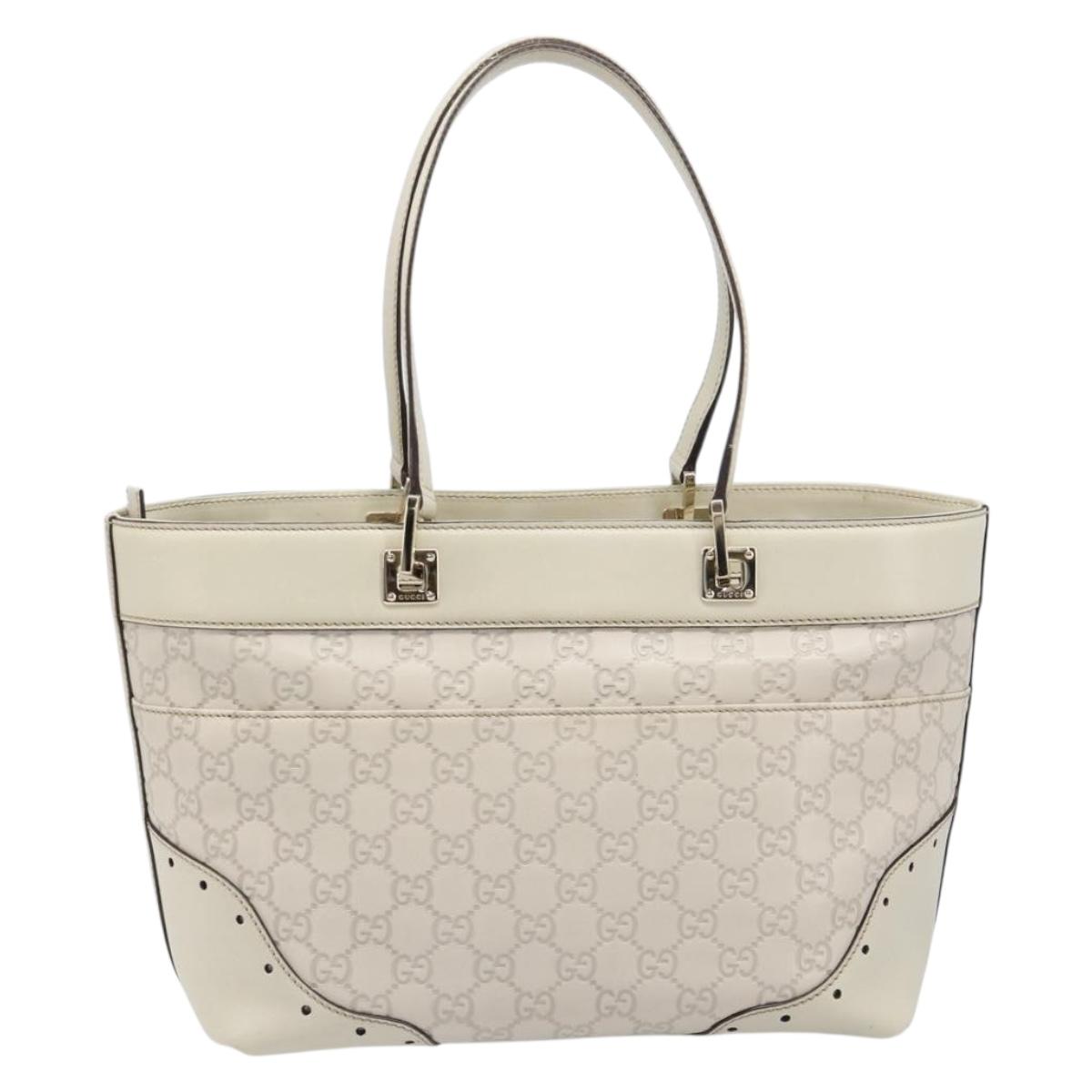 GUCCI GG Canvas Guccissima Tote Bag Leather Ivory Gold 145993 Auth 200986V