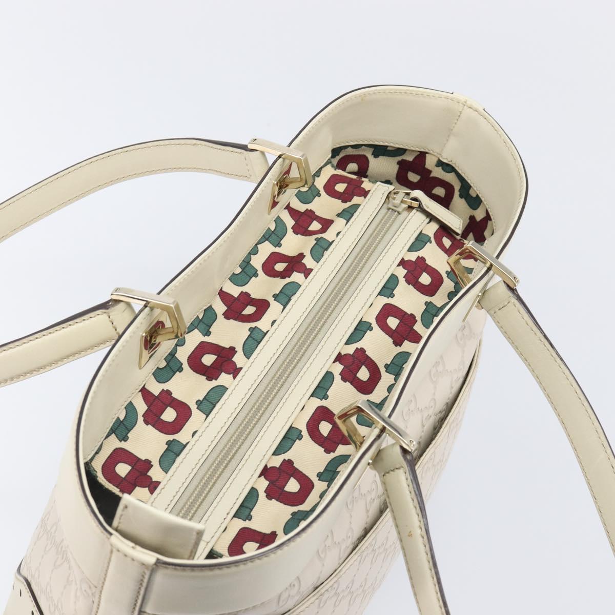 GUCCI GG Canvas Guccissima Tote Bag Leather Ivory Gold 145993 Auth 200986V