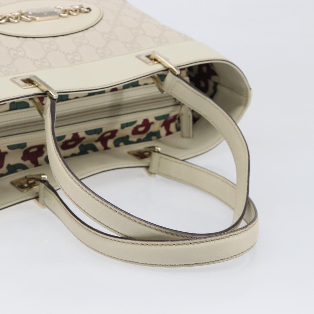GUCCI GG Canvas Guccissima Tote Bag Leather Ivory Gold 145993 Auth 200986V