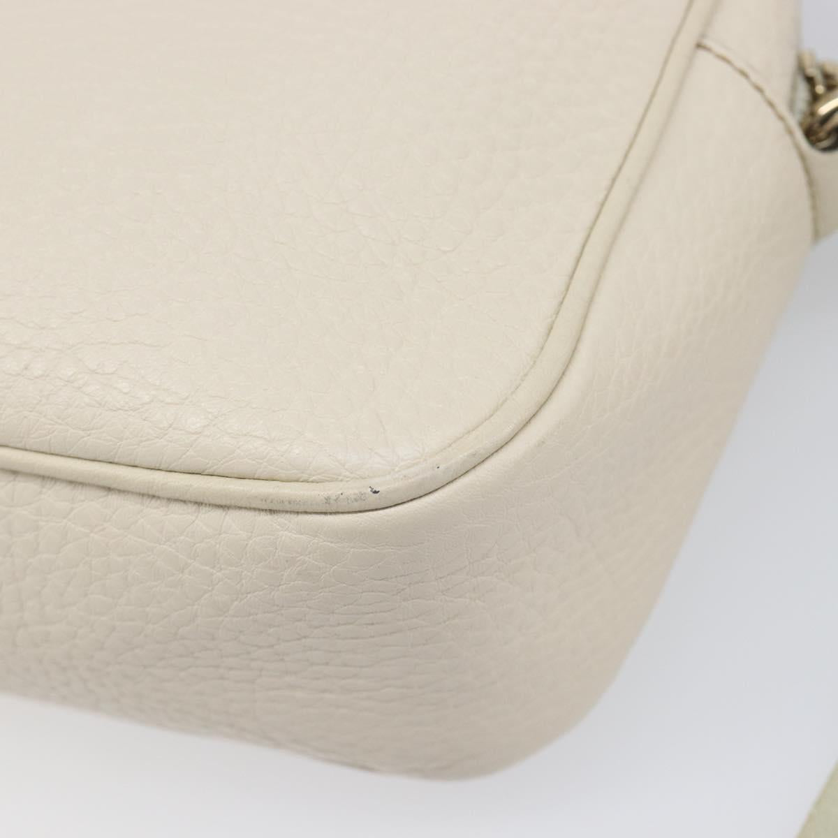 GUCCI Shoulder Bag Leather White Gold 308364 Auth 200987V