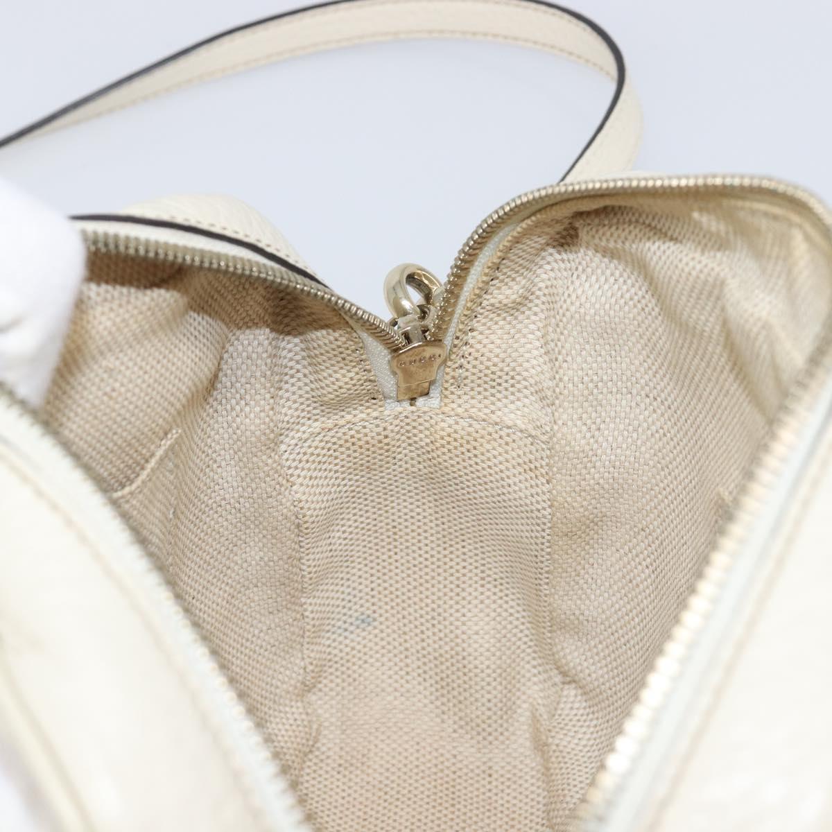 GUCCI Shoulder Bag Leather White Gold 308364 Auth 200987V