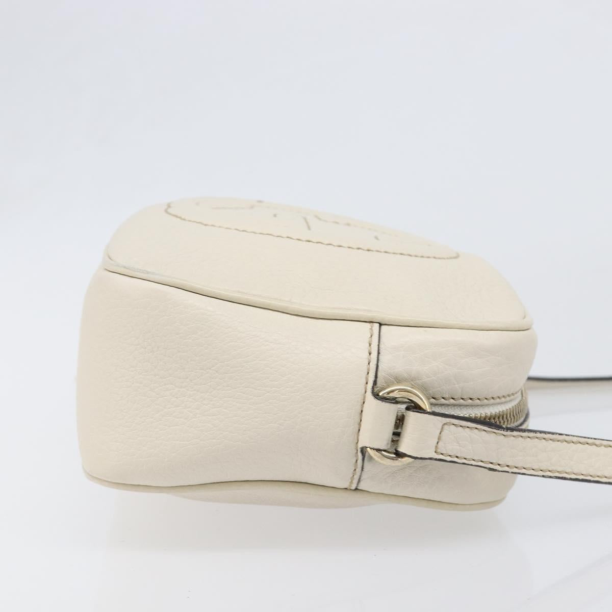 GUCCI Shoulder Bag Leather White Gold 308364 Auth 200987V