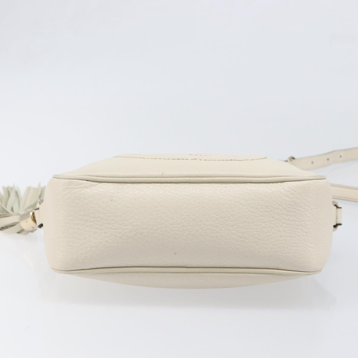 GUCCI Shoulder Bag Leather White Gold 308364 Auth 200987V