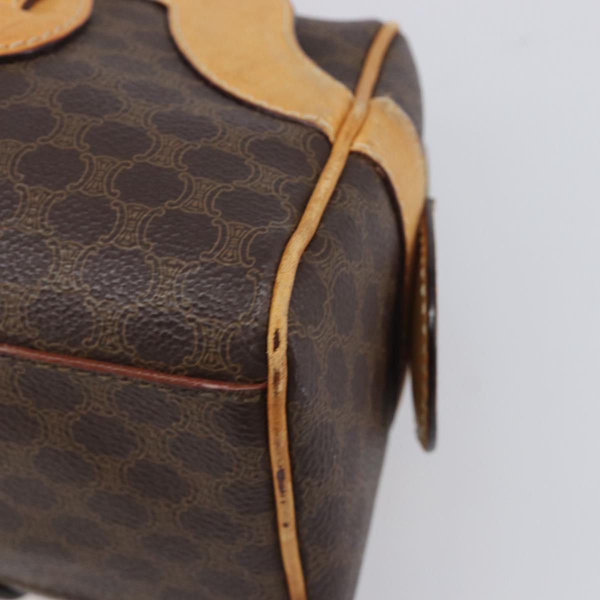 CELINE Macadam Canvas Shoulder Bag PVC Leather Brown Gold Auth 200988