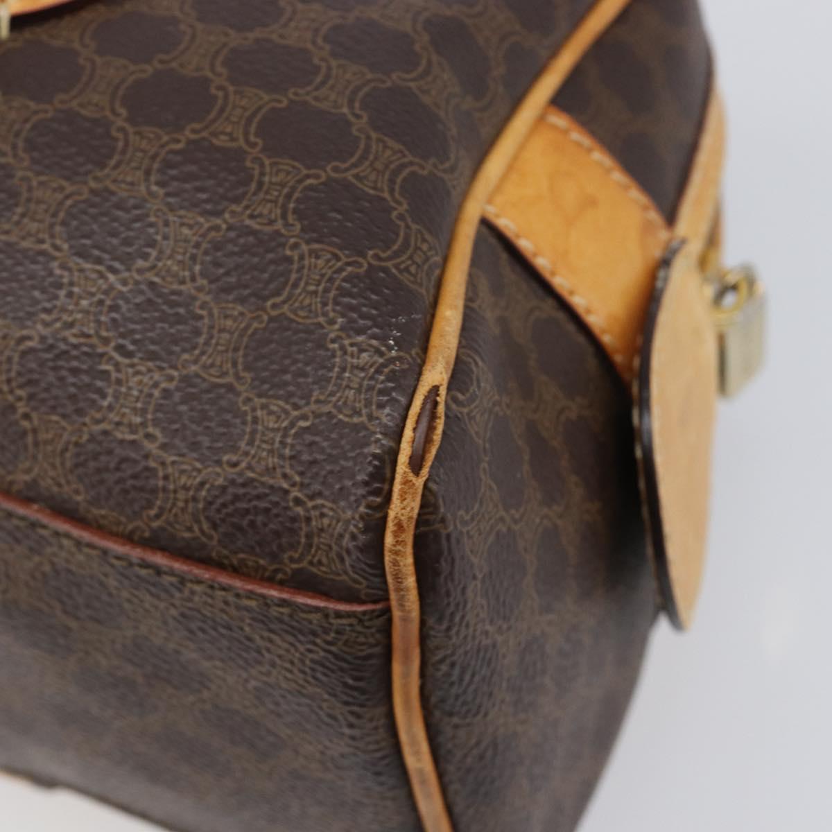 CELINE Macadam Canvas Shoulder Bag PVC Leather Brown Gold Auth 200988