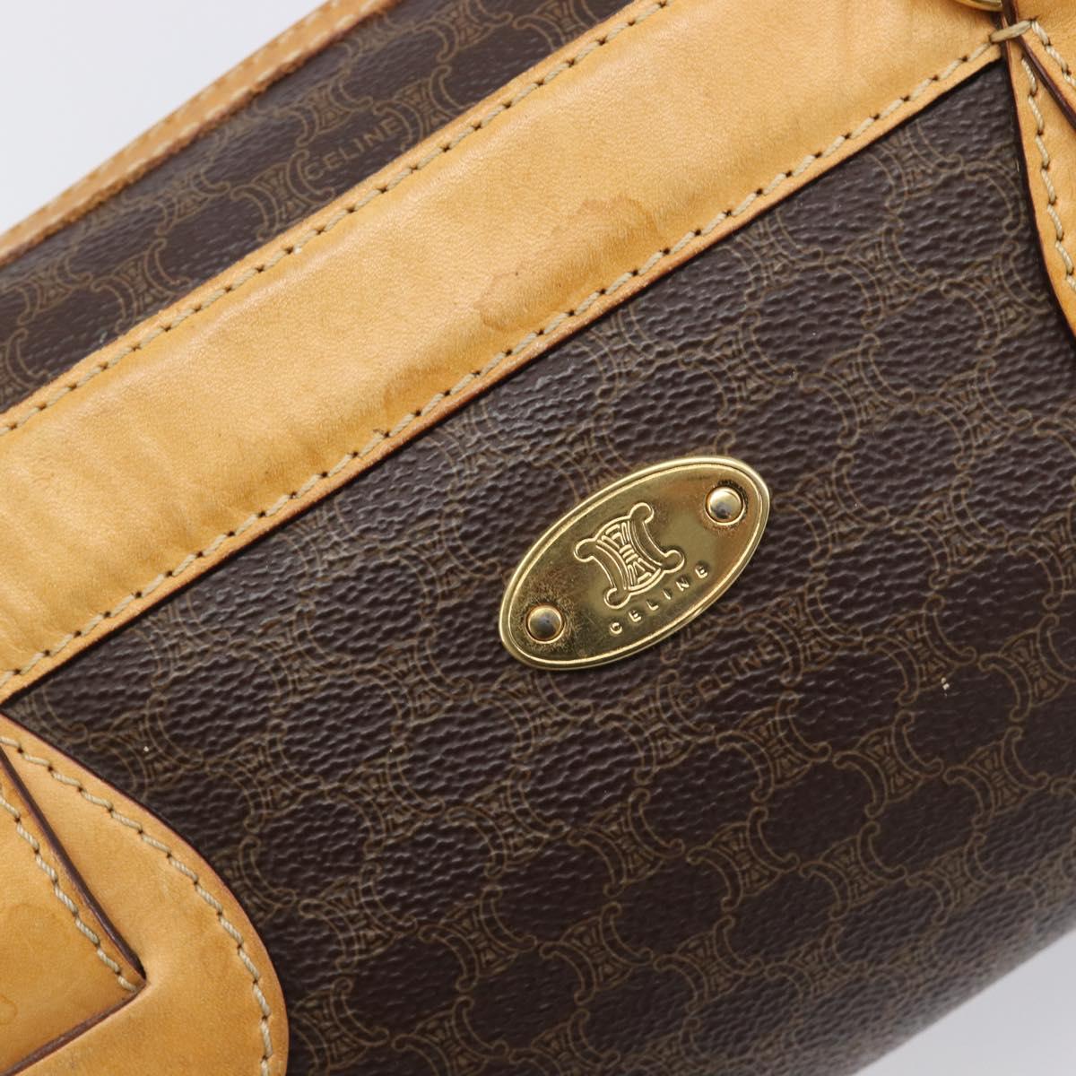 CELINE Macadam Canvas Shoulder Bag PVC Leather Brown Gold Auth 200988