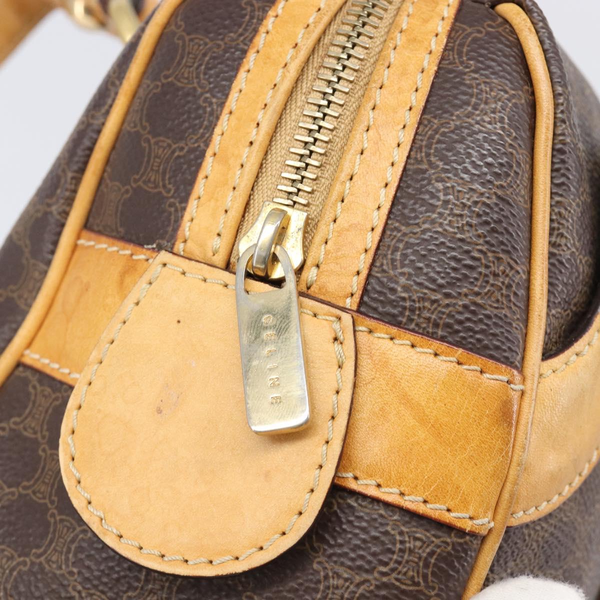 CELINE Macadam Canvas Shoulder Bag PVC Leather Brown Gold Auth 200988