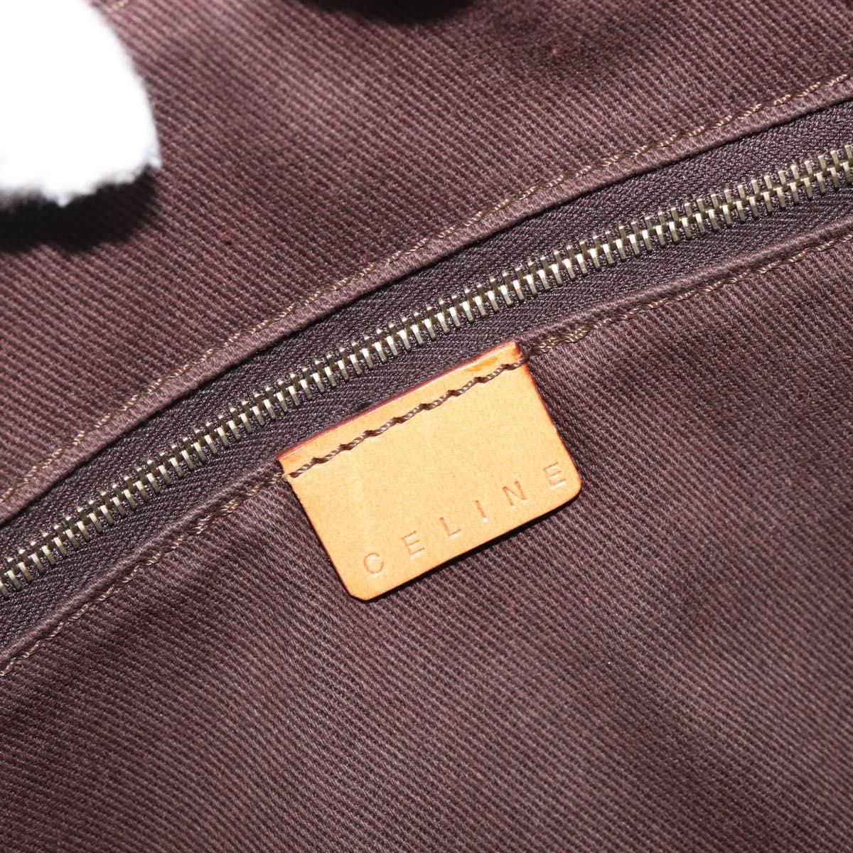 CELINE Macadam Canvas Shoulder Bag PVC Leather Brown Gold Auth 200988