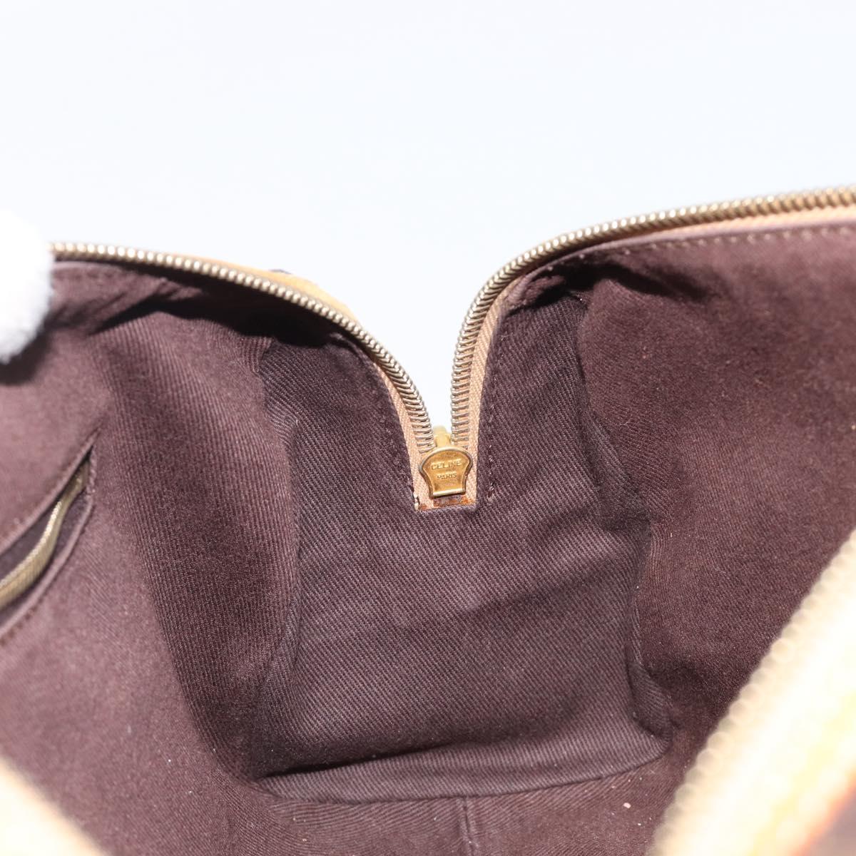CELINE Macadam Canvas Shoulder Bag PVC Leather Brown Gold Auth 200988