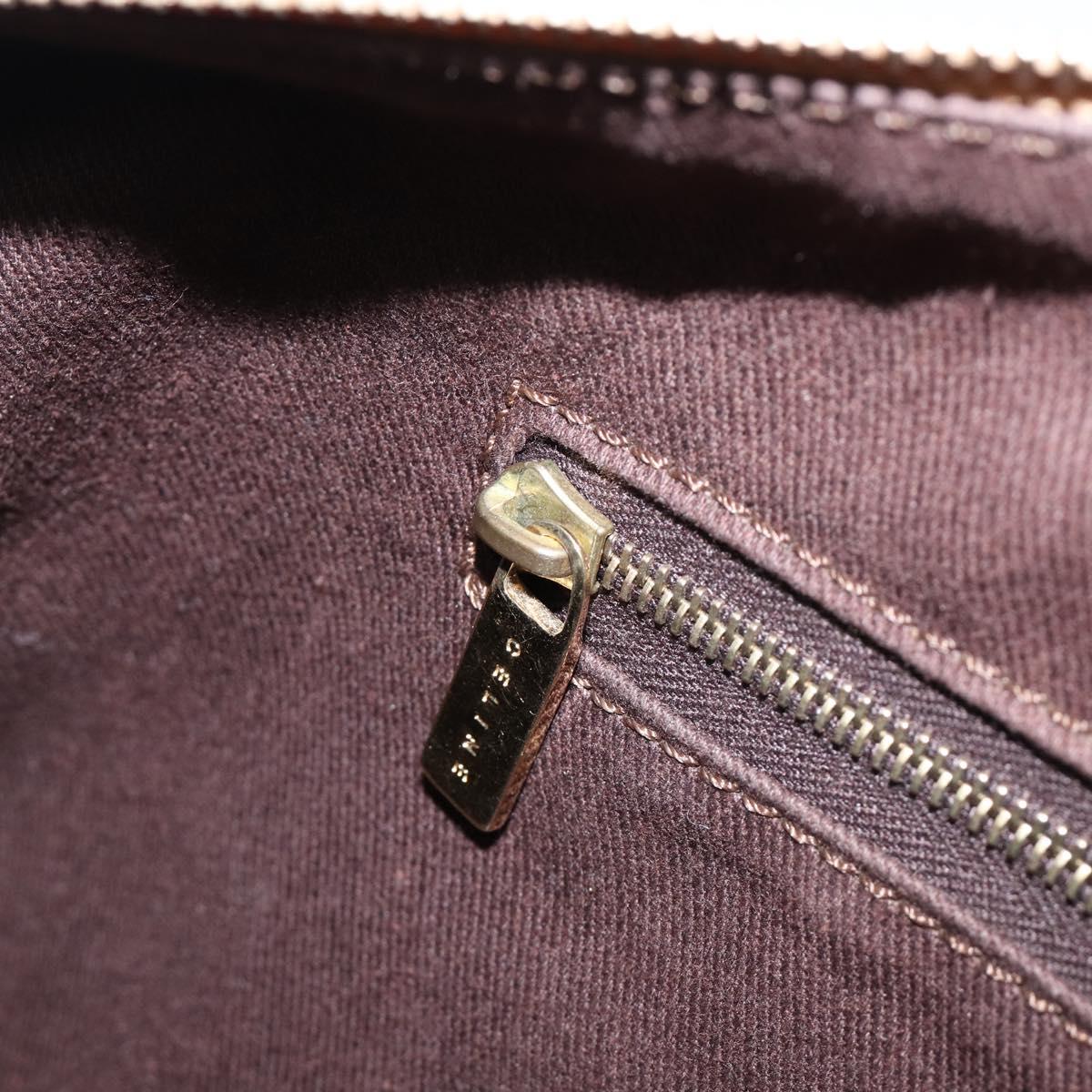CELINE Macadam Canvas Shoulder Bag PVC Leather Brown Gold Auth 200988