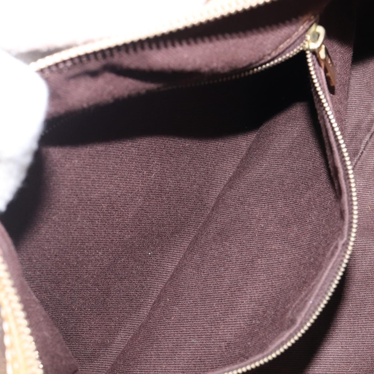 CELINE Macadam Canvas Shoulder Bag PVC Leather Brown Gold Auth 200988