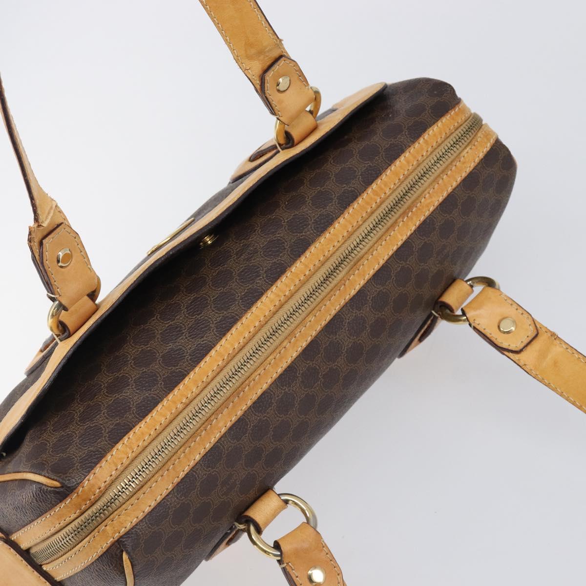 CELINE Macadam Canvas Shoulder Bag PVC Leather Brown Gold Auth 200988