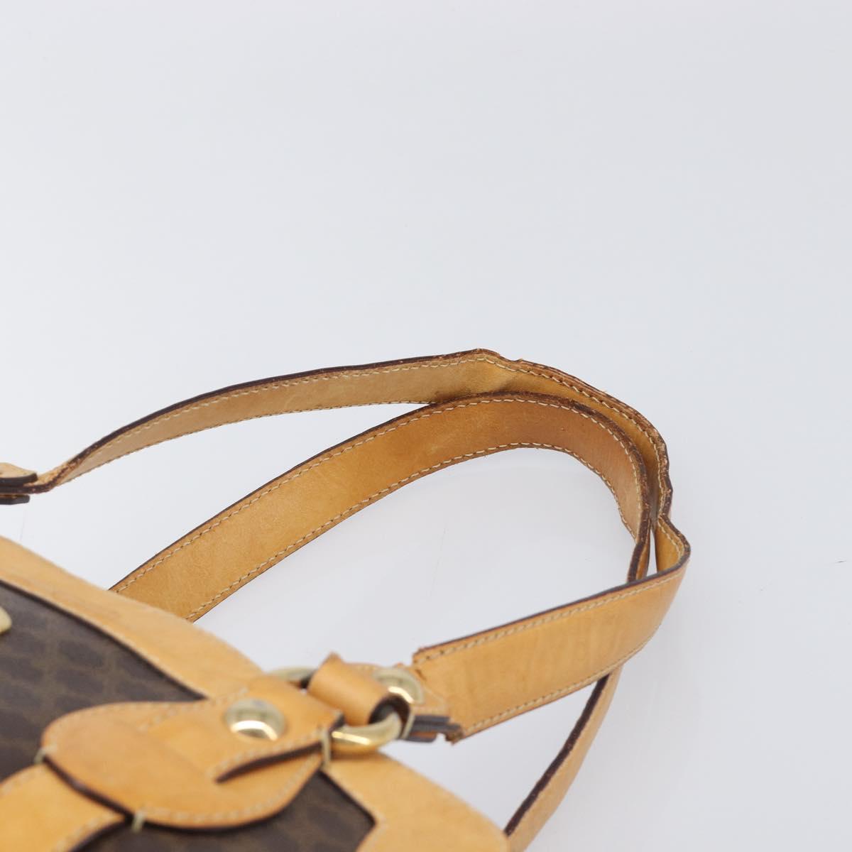 CELINE Macadam Canvas Shoulder Bag PVC Leather Brown Gold Auth 200988