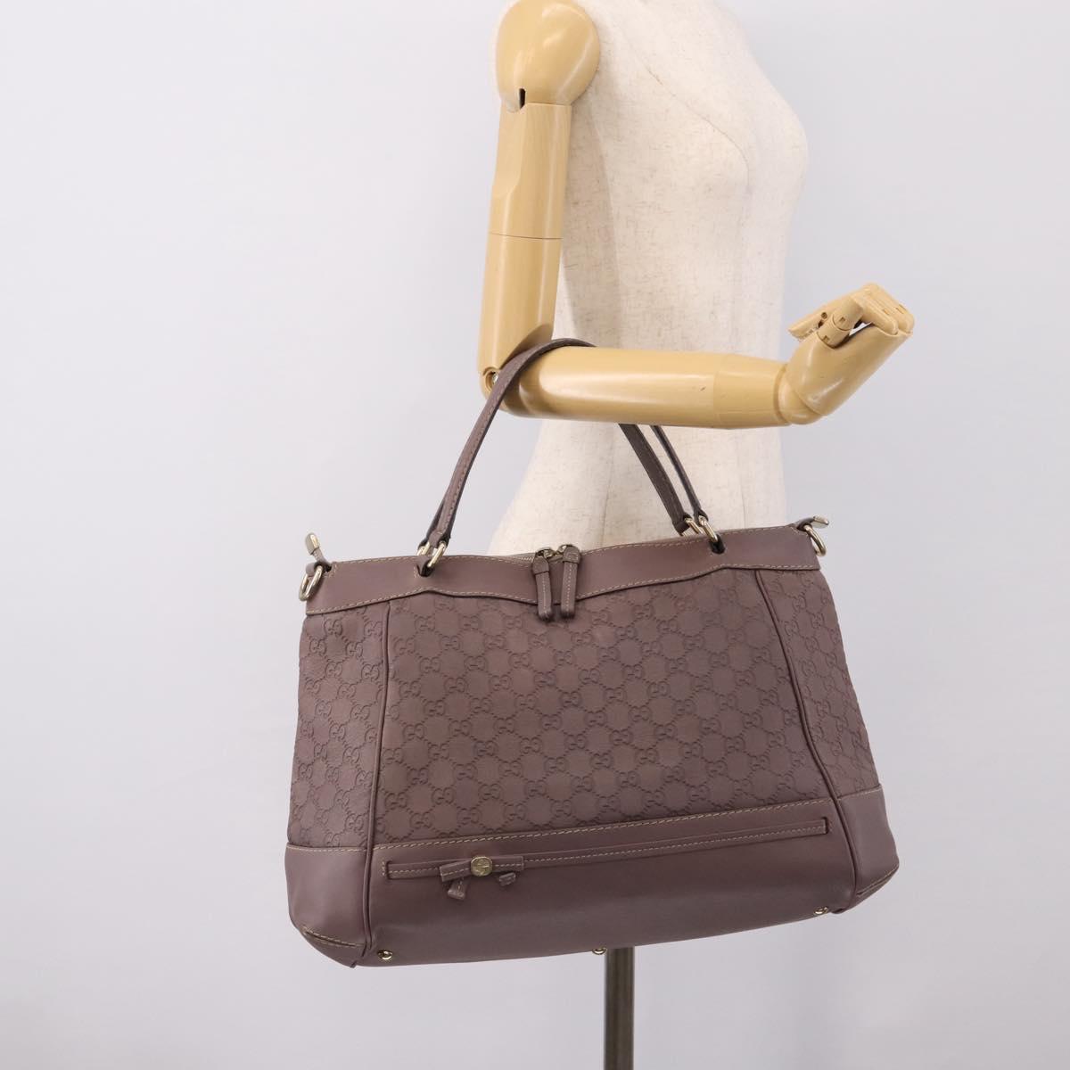 GUCCI GG Canvas Guccissima Mayfair Bag Leather Purple Gold 257349 Auth 200989