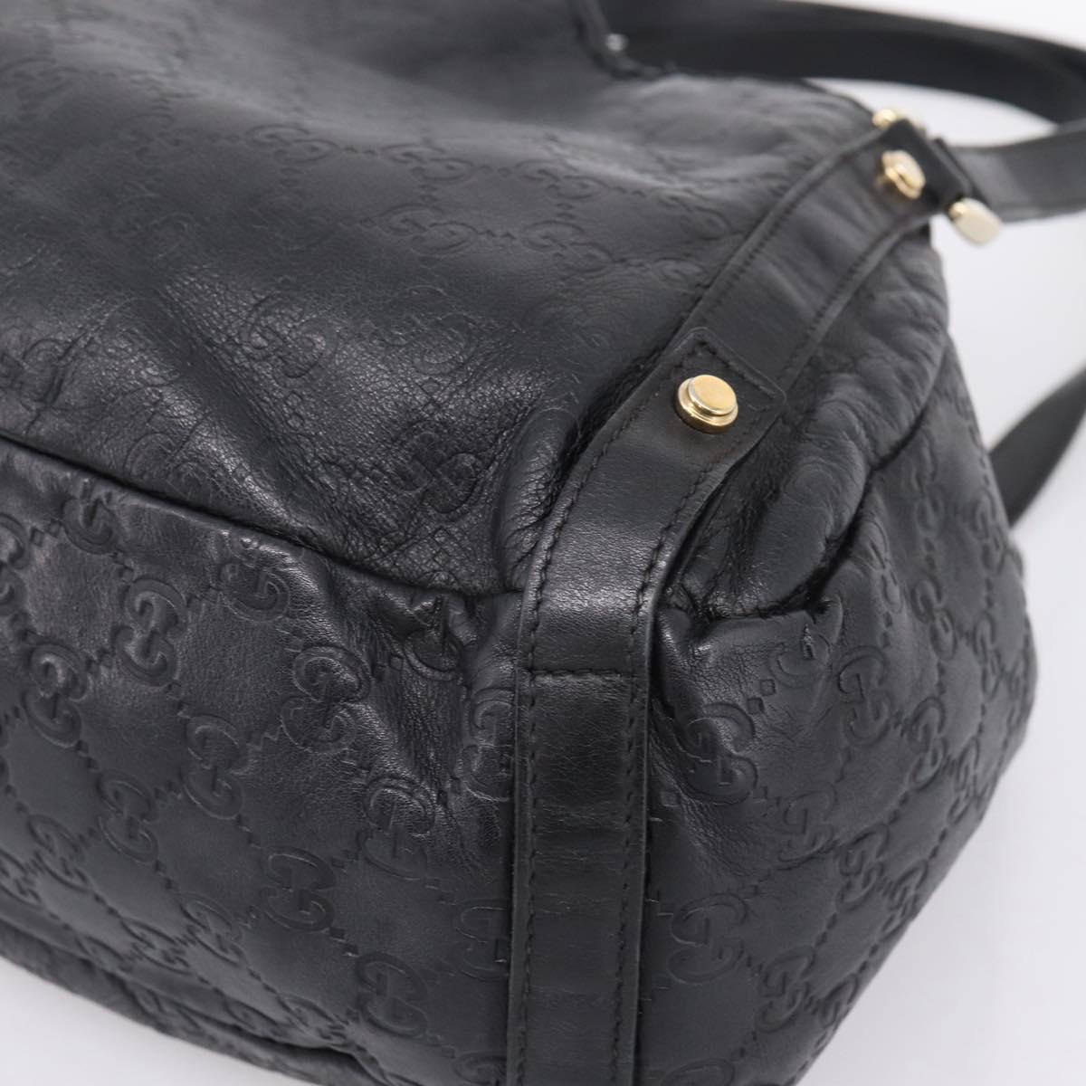 GUCCI GG Canvas Guccissima Tote Bag Leather Black Gold Tone 130736 Auth 200990V