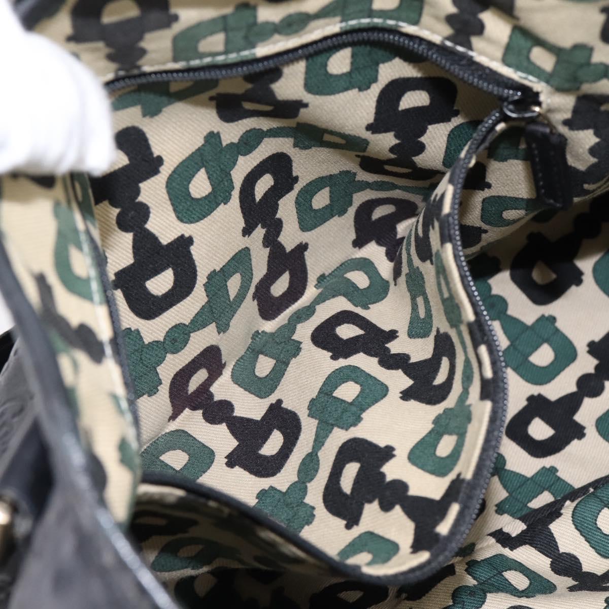 GUCCI GG Canvas Guccissima Tote Bag Leather Black Gold Tone 130736 Auth 200990V